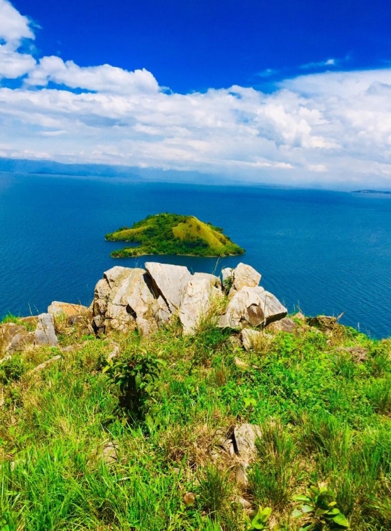 Amahoro Island rising from Lake Kivu.